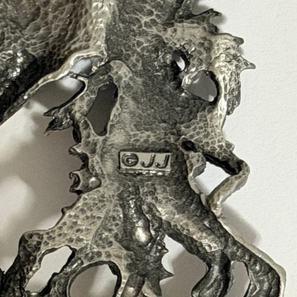 JJ Vintage Unicorn Pewter Brooch Blue Enamel Fantasy Statement Pin - Picture 9 of 11